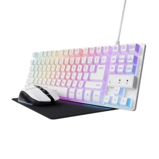Obrázek TRUST Sada klávesnice + myš + mousepad GXT 794 W 3v1 Gaming Bundle, bílá
