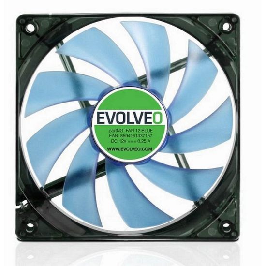 Obrázek EVOLVEO 12L1BL ventilátor 120mm, 4 LED modrý, 3pin
