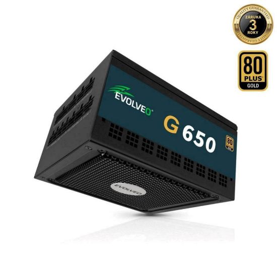 Obrázek EVOLVEO G650, zdroj 650 W, 80+ GOLD, ATX 3.1, aPFC, 140 mm ventilátor, plně modulární, záruka 3 roky, černý
