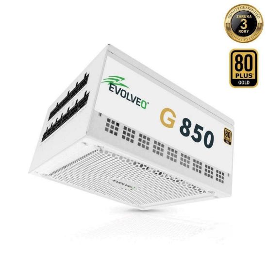 Obrázek EVOLVEO G850, zdroj 850 W, 80+ GOLD, ATX 3.1, aPFC, 140 mm ventilátor, plně modulární, záruka 3 roky, bílý