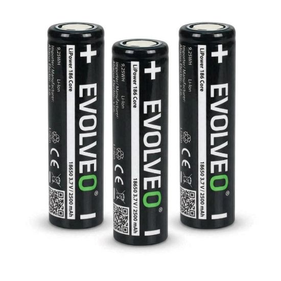 Obrázek EVOLVEO LiPower 186 Core 2500 – Li- ion baterie 18650 (3.7 V / 2500 mAh) 3ks
