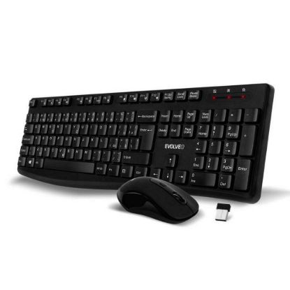 Obrázek EVOLVEO Set klávesnice a myši K1050, Bezdrátové 2.4GHz, CZ+SK, černá
