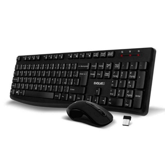 Obrázek EVOLVEO Set klávesnice a myši K1050, Bezdrátové 2.4GHz, CZ+SK, černá