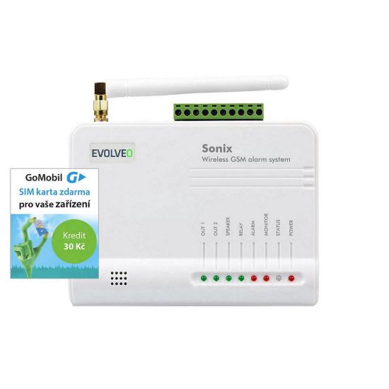Obrázek EVOLVEO Sonix - bezdrátový GSM alarm (4 ks dálk. ovl., PIR čidlo pohybu, čidlo na dveře/ okno, externí repro, Android…