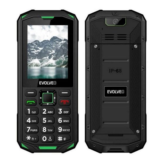 Obrázek EVOLVEO StrongPhone X5, vodotěsný odolný Dual SIM telefon, černo- zelená