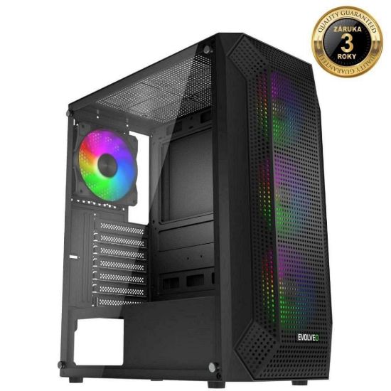 Obrázek EVOLVEO Xenon, skříň ATX, 4x ARGB ventilátor 120mm, přední panel airflow mesh, černá