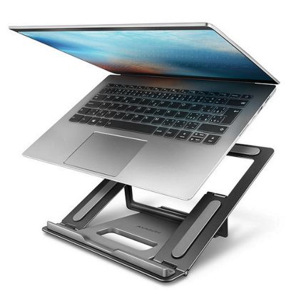 Obrázek AXAGON STND- L, kovový stojan pro notebooky 10"- 17.3", 4 nastavitelné výšky, šedý
