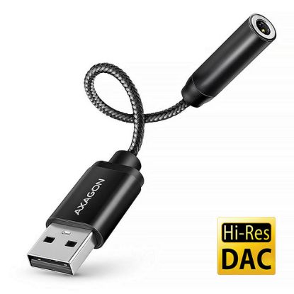 Obrázek AXAGON ADA- HA, USB- A na 3.5mm jack Hi- Res DAC audio adaptér, 384kHz/ 32bit, stereo