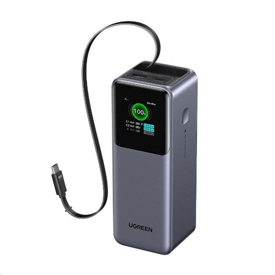Obrázek UGREEN powerbanka s rychlým nabíjením 20000mAh 3- port s displejem, Li- ion, 165 W, 2x USB- C, 1x USB- A, stříbrná