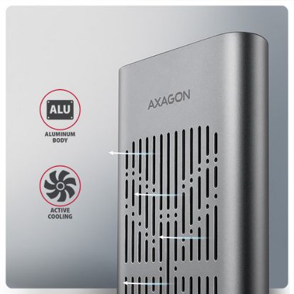 Obrázek AXAGON EEM2- 20GD, USB- C 20Gbps externí box pro dva M.2 NVMe SSD s funkcí klonování