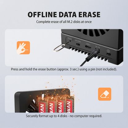 Obrázek AXAGON ADSA- M2C44, USB4 dokovací stanice pro 4× M.2 NVMe SSD s funkcí klonování