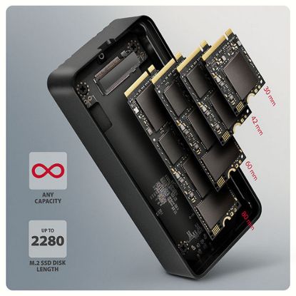 Obrázek AXAGON EEM2- 40G, USB- C 40Gbps externí box pro M.2 NVMe SSD, zesílený hliník