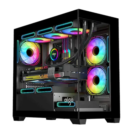 Obrázek Počítačová skříň Darkflash C218M + 6 ventilátorů ARGB (černá)