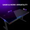 Obrázek LORGAR stůl s volitelnou výškou, vestavěnou skříní pro PC, bezdrátovou nabíječkou, RGB a USB porty, tvrzené  sklo