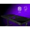Obrázek LORGAR stůl s volitelnou výškou, vestavěnou skříní pro PC, bezdrátovou nabíječkou, RGB a USB porty, tvrzené  sklo