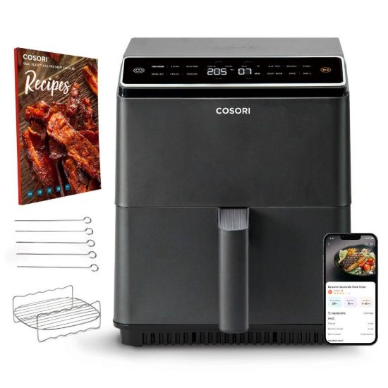 Obrázek Cosori Dual Blaze 6.4L SMART horkovzdušná fritéza + 5x špíz a gril. rošt, černá