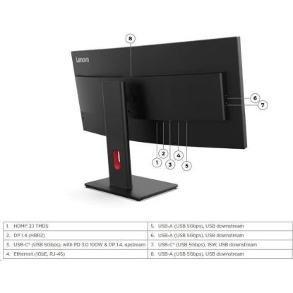 Obrázek LENOVO LCD T34 WD- 40+MC60 - 34", VA, 21: 9, 3440 x 1440, 120 Hz, 300cd/ m2, 3000: 1, 4 ms, HDMI, DP, USB Hub, USB…