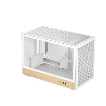 Obrázek DEEPCOOL Case CH260 WOOD WH, mATX, Průhledná bočnice, bílo- dřevěná