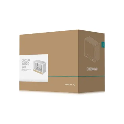 Obrázek DEEPCOOL Case CH260 WOOD WH, mATX, Průhledná bočnice, bílo- dřevěná