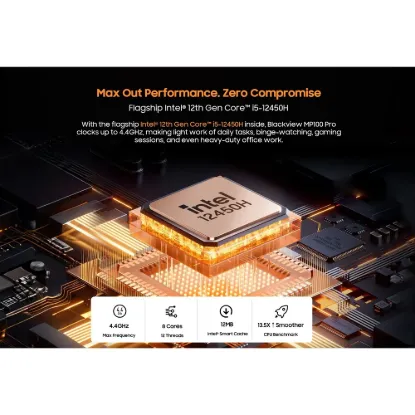 Obrázek BLACKVIEW miniPC MP100 Pro i5-12450H 4.4GHz 16/512GB,WiFi 6,BT 5.2,RJ45,1xUSB-C,6xUSB 3.1,1xPD,1xHDMI,1xDP,jack,W11Pro