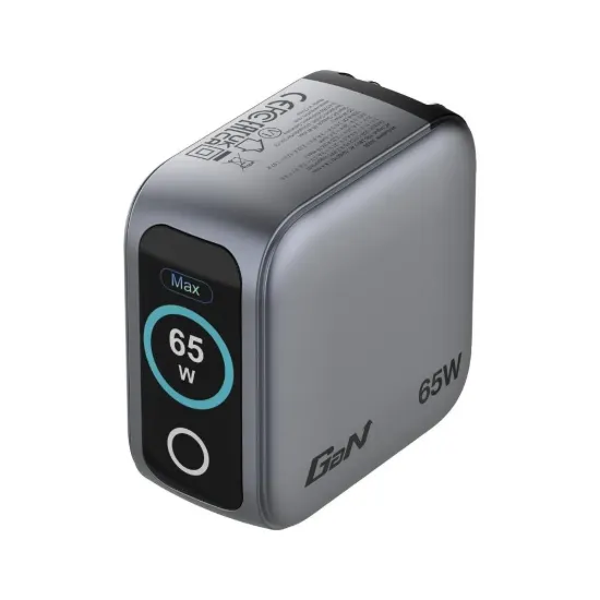 Obrázek VERBATIM Mini GaN Nabíječka s displejem 65 W, 2xUSB- C, 1xUSB- A, šedá