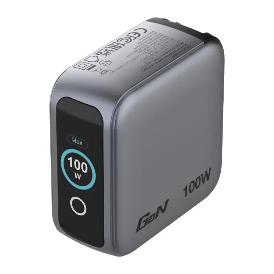 Obrázek VERBATIM Mini GaN Nabíječka s displejem 100 W, 2xUSB- C, 1xUSB- A, šedá