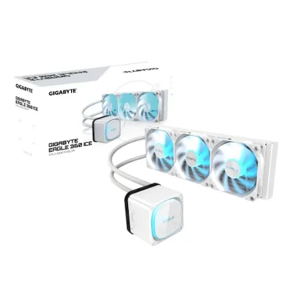 Obrázek GIGABYTE Vodní chladič EAGLE ICE 360, 3 x 120mm, ARGB, LGA1851, AM5, bílá