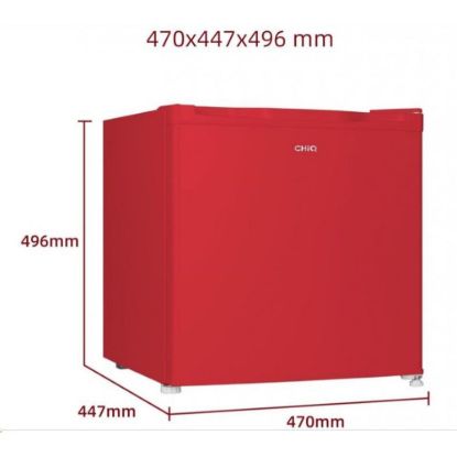 Obrázek CHiQ CSD46D4RE minibar, 46 litrů, 2 přihrádky, 0 °C až +10 °C, 39 dB, červený