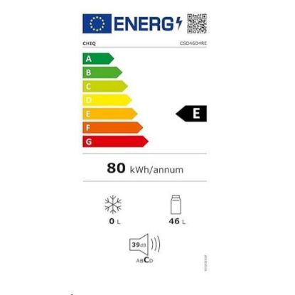 Obrázek CHiQ CSD46D4RE minibar, 46 litrů, 2 přihrádky, 0 °C až +10 °C, 39 dB, červený