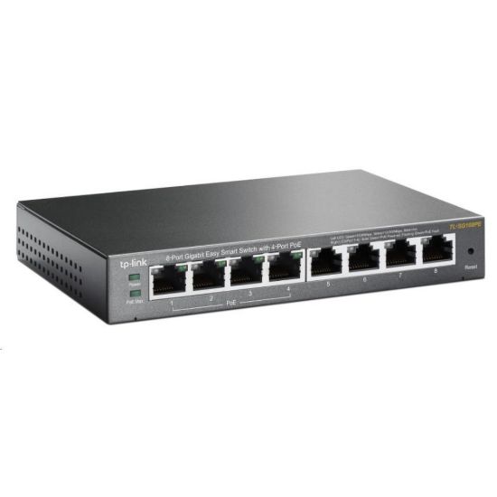Obrázek TP- Link Easy Smart switch TL- SG108PE (8xGbE, 4xPoE+, 64 W, fanless)
