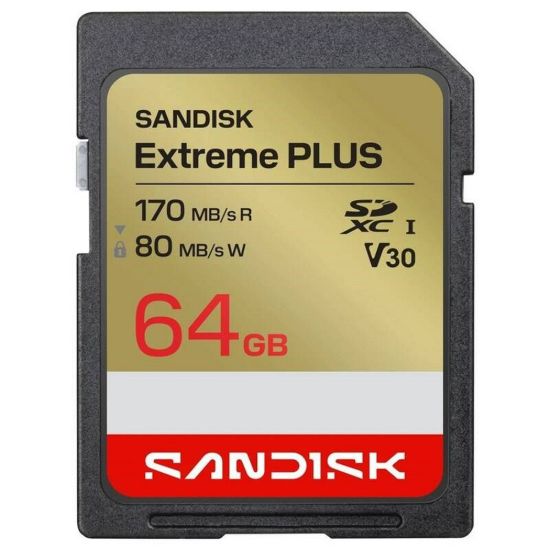 Obrázek SanDisk SDXC karta 64 GB Extreme PLUS (R170/ W80 MB/ s Class 10, UHS- I U3 V30)