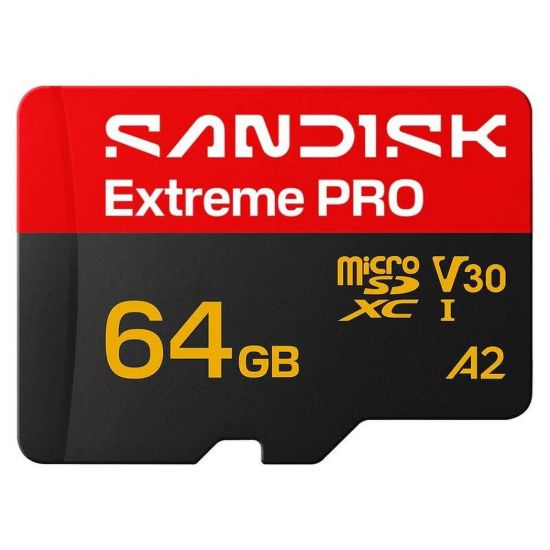 Obrázek SanDisk micro SDXC Extreme PRO 64 GB UHS- I U3 (200R/ 90 W MB/ s, UHS- I U3 V30) + adaptér
