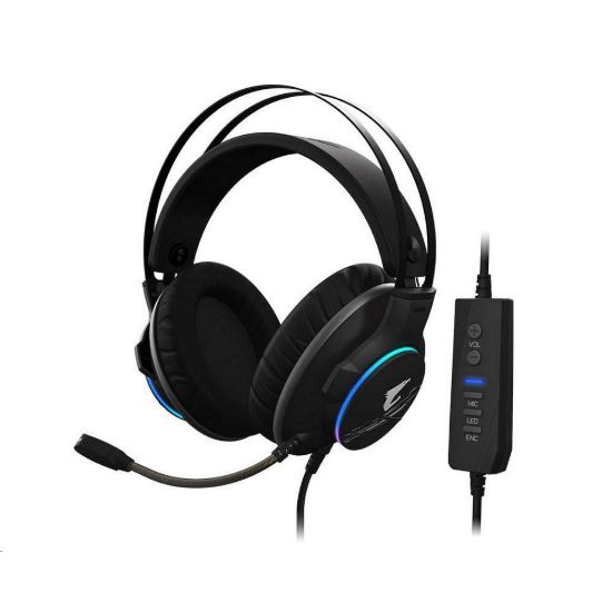 Obrázek BAZAR GIGABYTE sluchátka s mikrofonem AORUS H1, headset, USB (ROZBALENO)