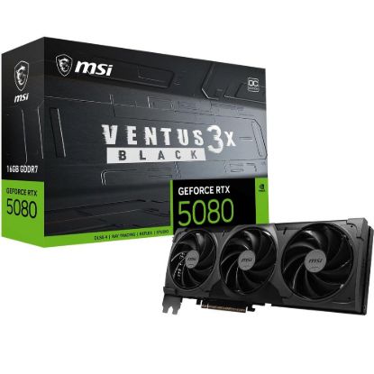 Obrázek MSI VGA NVIDIA GeForce RTX 5080 16G VENTUS 3X OC BLACK, RTX 5080, 16 GB GDDR7, 3xDP, 1xHDMI