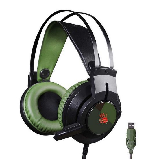 Obrázek A4tech Bloody J437 herní sluchátka, 7.1., USB, zelená barva