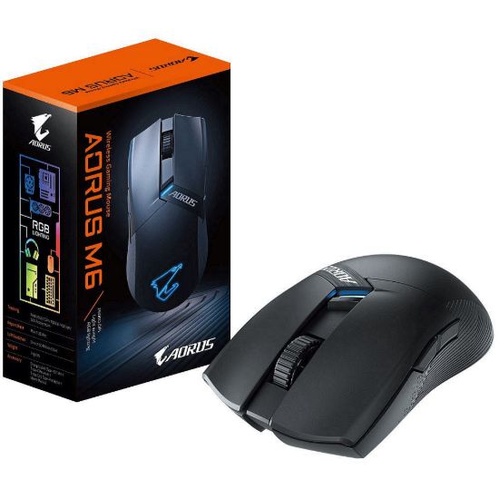 Obrázek BAZAR GIGABYTE Herní myš Aorus M6, Bezdrátová 2.4GHz, USB- C, černá (ROZBALENO)