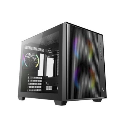 Obrázek DEEPCOOL Case CG330 MESH 3F, mATX, Průhledná bočnice, 1 x 120mm ARGB, 2 x 140mm ARGB, černá