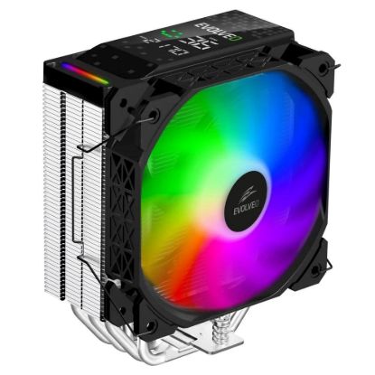 Obrázek EVOLVEO QuietCool7, CPU chladič s digitálním displejem, 6x heatpipe, černý
