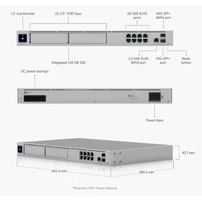 Obrázek Ubiquiti Switch UniFi Dream Machine Pro Max (UDM-Pro-Max), 8-Port GbE, 1x 10 Gb SFP+, WAN 1x 10Gb SFP+/2.5 Gb, Rackmount