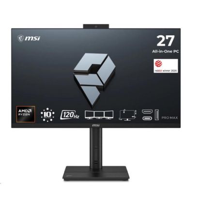 Obrázek MSI PC AIO PRO MAX 27TP Z 8MG- 002XEU, Ryzen 7 255, 27", Anti- Glare, 16 GB, 512 GB SSD, N/ A, No OS, Black