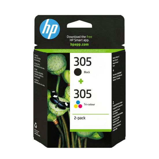 Obrázek HP 305 2- Pack Tri- color/ Black Original Ink Cartridge (100 / 120 pages)