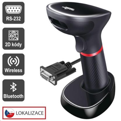 Obrázek Virtuos CCD 2D čtečka HW- 855A, bezdrátová, základna, RS- 232, černá