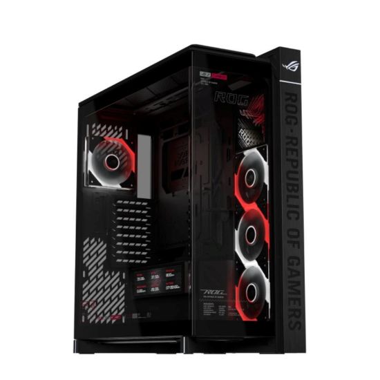 Obrázek ASUS case ROG Cronox ARGB, E- ATX, Průhledná bočnice, 4 x 120mm ARGB, černá