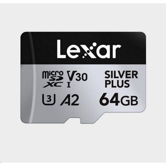Obrázek Lexar microSDXC Professional SILVER Plus UHS- I/ U3/ A2/ 4K R205/ W100 (V30) 64 GB