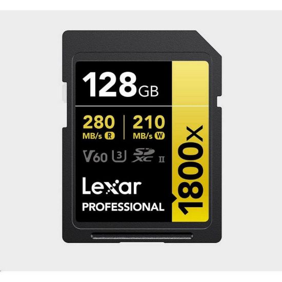 Obrázek Lexar SDXC Pro 1800x U3 UHS- II R280/ W210 (V60) 128 GB
