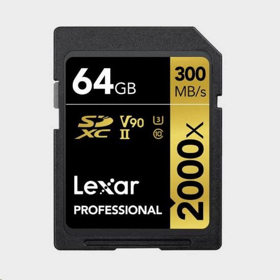 Obrázek Lexar SDXC Pro 2000X UHS- II U3 R300/ W260 (V90) 64 GB