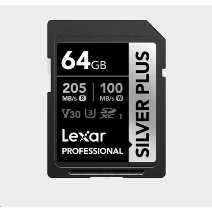 Obrázek Lexar SDXC Professional SILVER Plus 1066x UHS- I/ U3/ A2/ 4K R205/ W100 (V30) 64 GB