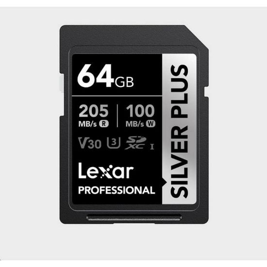 Obrázek Lexar SDXC Professional SILVER Plus 1066x UHS- I/ U3/ A2/ 4K R205/ W100 (V30) 64 GB