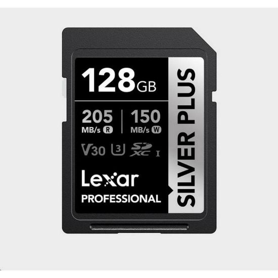 Obrázek Lexar SDXC Professional SILVER Plus 1066x UHS- I/ U3/ A2/ 4K R205/ W150 (V30) 128 GB