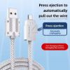 Obrázek PremiumCord USB- C kabel s tlačítkem pro odpojení USB- C jednou rukou, rychlé nabíjení 6A, bavlněný oplet 2m